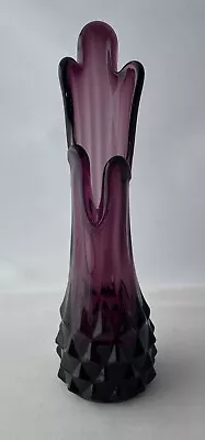 Buy Five Finger Purple/amethyst Swung Bud Vintage Glass Vase • 10£