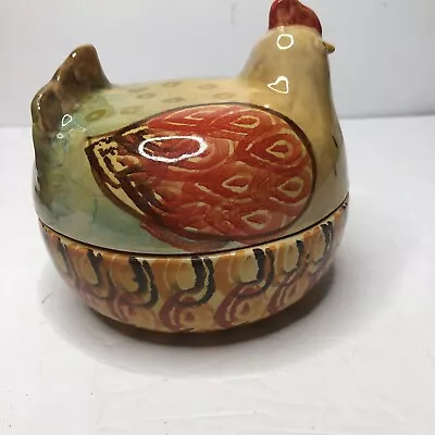 Buy ITALICA ARS ITALY CERAMIC HEN ON THE NEST DISH , Hand Painted • 34.05£
