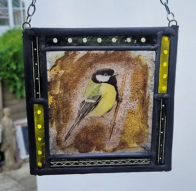 Buy Stained Glass Great Tit Bird Leaded Suncatcher Hanging Panel Birds • 75£