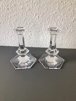 Buy Val St Lambert Elysee Design Crystal Candle Sticks - RARE - And Signed. • 55£