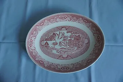 Buy Willow Ware Royal China USA Red Pink 13 X 10 Oval Serving Platter  Ironstone • 28.94£