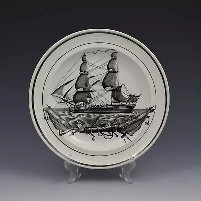 Buy Antique Dillwyn & Co. Swansea Creamware Sailing Ship Plate C.1830 Cambrian • 170£