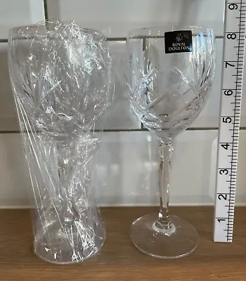 Buy Royal Doulton 24% Lead Crystal Glass Goblets Glasses X 2  8   20.5cm High BNOS • 17.99£