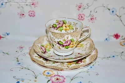 Buy Superb 1950s Royal Albert Tea Set Lovelace Bone China Brown Lace Trio Cup Plate • 36£