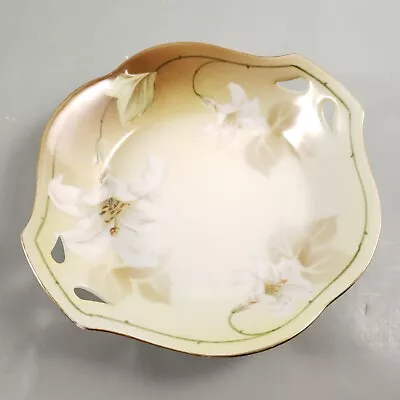 Buy Antique RS TILLOWITZ Selesia White Lilies Porcelain Decor Candy Bowl Dish • 46.28£