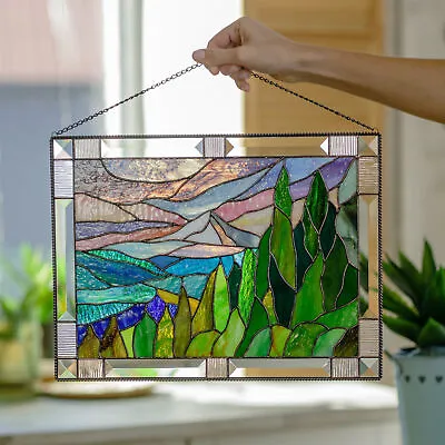 Buy Custom Stained Glass Panel Mothers Gift Mount Hood Oregon Wall Hangings • 387.40£