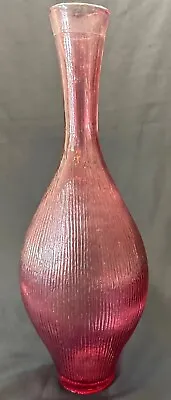 Buy Eastern Art Glass Clear Pink Vase Raised Line Pattern Gooseneck Vase  15.75  • 16.82£