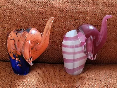 Buy A Pair Of Rare Maltese Mtarfa Art Glass Elephant Paperweights. Stunning. • 60£
