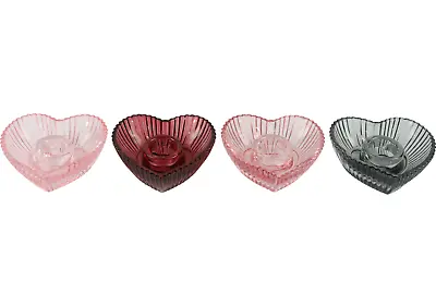 Buy 1x Glass Heart Shape Candlestick, Love Heart Candle Holder, Dinner Taper Candle • 9£