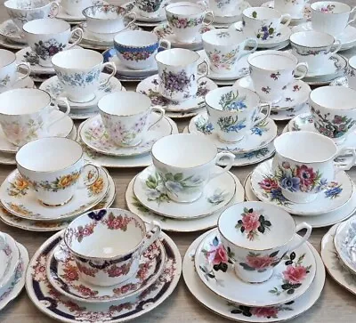 Buy Vintage English Bone China Floral Tea Trios- Sold Individually -Cup Saucer Plate • 18£