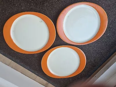 Buy Vintage Retro Dinner Plates X 3 (Pottery Not Plastic) • 12£