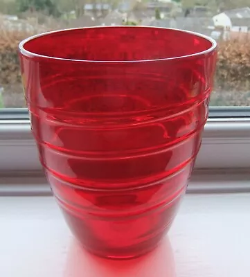Buy Large Vintage Whitefriars Ruby Red Ribbon Trail Decoration Vase • 12£