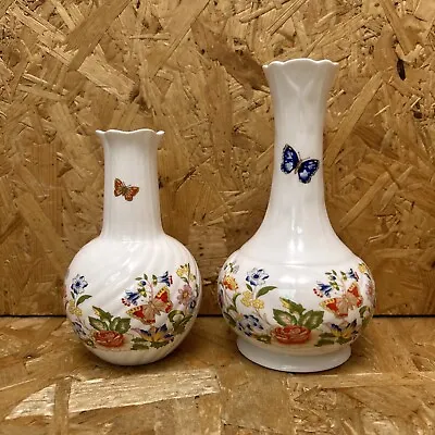 Buy 2 X Aynsley China Cottage Garden Bud Vase 16.5cm 13cm • 8.99£