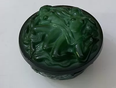 Buy Curt Schlevogt Bohemian Czech Art Deco Green Malachite Glass Trinket Box Nudes • 45£