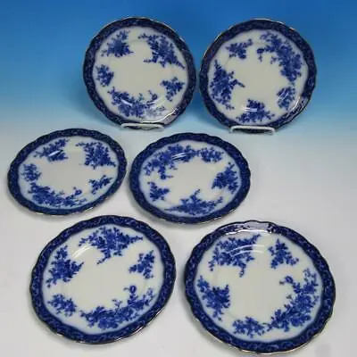 Buy Stanley Pottery Flow Blue Ironstone - Touraine - 6 Salad Plates - 8¾ Inches • 123.04£