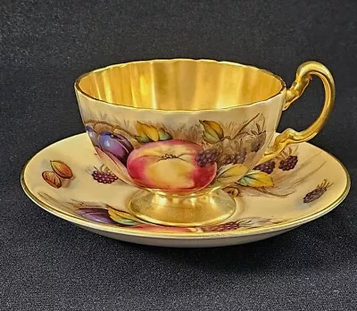 Buy A Vintage Aynsley Tea Cup & Saucer By N. Brunt - Orchard Gold Pattern • 30£