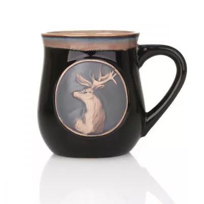 Buy Highland Stag Stoneware Mug - Scottish Deer Coffee Mug - Black • 18.96£