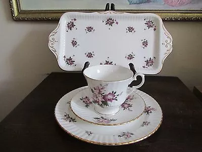 Buy Vintage Royal Windsor England Cup & Saucer Dessert Tray And Plate Violets • 28.95£
