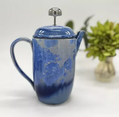 Buy Crystalline Art Pottery Coffee French Press Pine Pottery Diana Begner 6.75  Blue • 31.29£