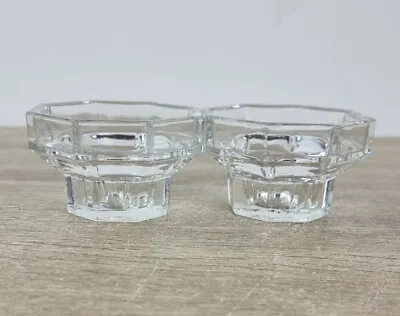 Buy Vintage Glass Candle Holders- Set Of 2 Octagon Tea Light Holders • 10£