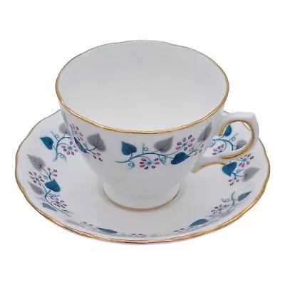 Buy Royal Vale Pattern 7775 Teacup Tea Cup And Saucer  Turquoise Grey Bone China VGC • 6.50£