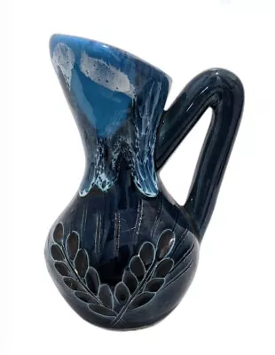 Buy Blue Vintage Drip Glaze Pottery Jug Vase • 8.50£