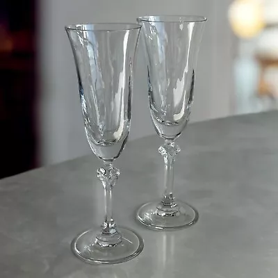 Buy 2x Schott-Zwiesel “Prestige” Vintage Wafer Stem Crystal Flute Champagne Glasses • 37.94£