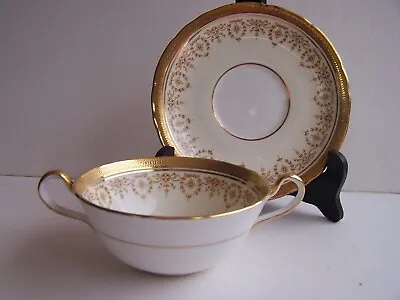 Buy  Aynsley Gold Dowery Fine Bone China Scalloped Flat Cream Soup Bowl Saucer Set • 44.11£