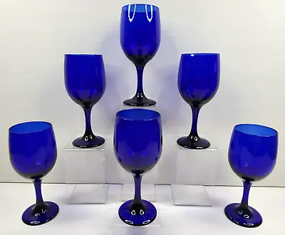 Buy 6 Libbey Premiere Cobalt Water Goblets Set Elegant Blue Stemware Drink Glass Lot • 57.60£