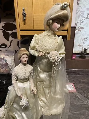 Buy Pair Of Franklin Mint Bride Dolls Porcelain USED • 50£