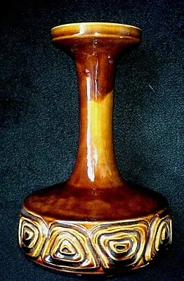 Buy GOTLAND Brown Copper Retro Celtic Design Trumpet Shape Vase 9 1/2 Inch C1960-70 • 14.99£