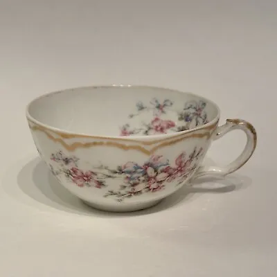 Buy Haviland & Co. Limoges Pink Blue Flowers Double Gold Trim Porcelain Flat Cup 2” • 23.98£