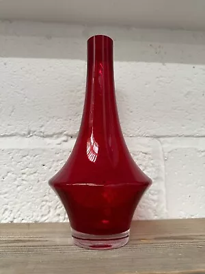 Buy Large Riihimaki  Red & Clear Glass Vase • 35£