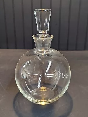 Buy Vintage Round Clear Glass Decanter With Matching Etched Markings • 33.96£