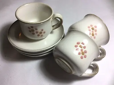 Buy Vintage Denby Gypsy Pink Rose 3x Cups & 3 Saucers Bundle Denby Stoneware Pottery • 14.99£