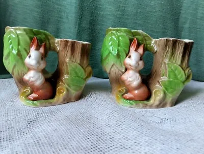 Buy Two Vintage Withernsea Eastgate Pottery No.25 Squirrel Fauna Bud Posy Vases • 12£
