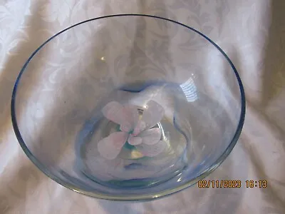 Buy Lovely Caithness Glass Tranquility Blue Floral Footed Bowl • 15.99£