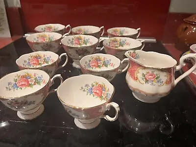 Buy Royal Albert Lady Carlyle China Tea Cups / Set For 10 With Milk Jug • 80£