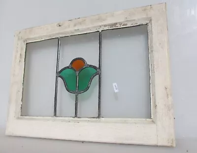 Buy Antique Stained Glass Window Panel Vintage Old Wooden Nouveau Art Deco 20.5 X14  • 45£