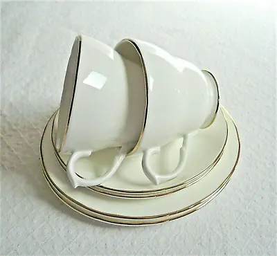 Buy 2 X Vintage DUCHESS Bone China TRIO SETS - Tea Cup, Saucer, Plate White & Gold • 20£