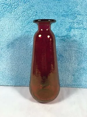 Buy Vintage 1960's Ruby Red Crackle Glass 9.5  Genie Bottle Decanter Missing Stopper • 50.27£