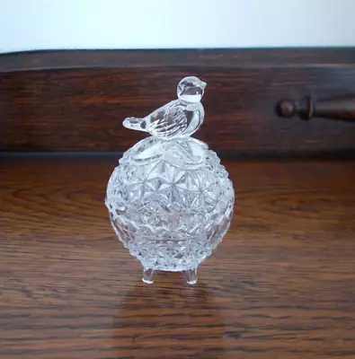Buy Clear Cut Glass Egg Shaped Bird On Lid Trinket Box Ornament • 5£