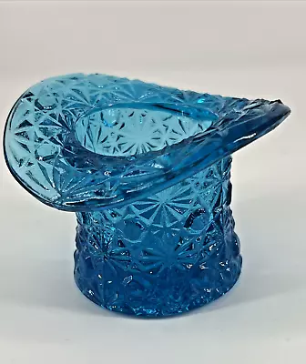 Buy Vintage Fenton Blue Daisy Button Top Hat Art Toothpick Holder Vase Mini • 17.05£