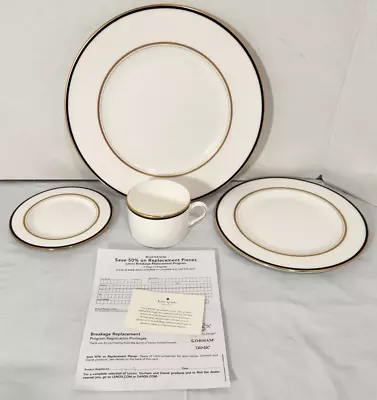 Buy Lenox Kate Spade Library Lane Navy 4 Pieces Saucer Dinner Plate Salad Plate Cup • 57.90£