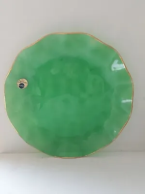 Buy Rare Vintage Green Chance Glass Plate Ripple Gold Tone Trim 9.5  Made In England • 26£