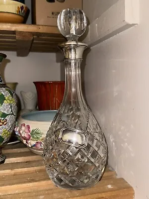 Buy Glass Decanter With Stopper And Silver Collar • 90£