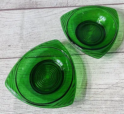 Buy VTG ANCHOR HOCKING Green Triangle GLASS Bowl  ATOMIC 60's  MCM (2) • 14.23£