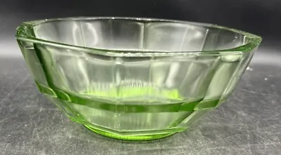 Buy Vintage Art Deco Octagonal Green Glass Fruit Bowl • 12£