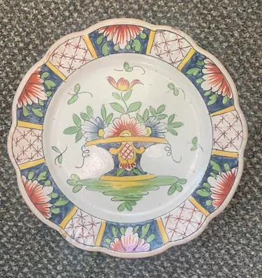 Buy Vintage Quimper Faience Basket Of Flowers Plate - Marked Rouen • 15£