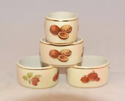 Buy 4 X Vintage Royal Worcester Palissy Oval China Napkin Rings Royale Fruit Design • 9.97£